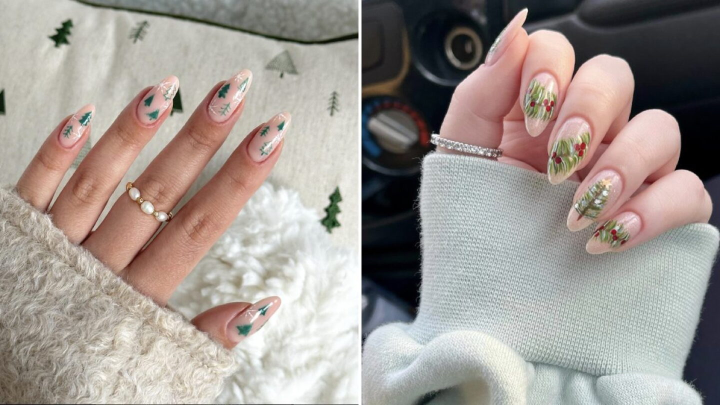 8 diseños de uñas de árbol de Navidad que son minimalistas y elegantes