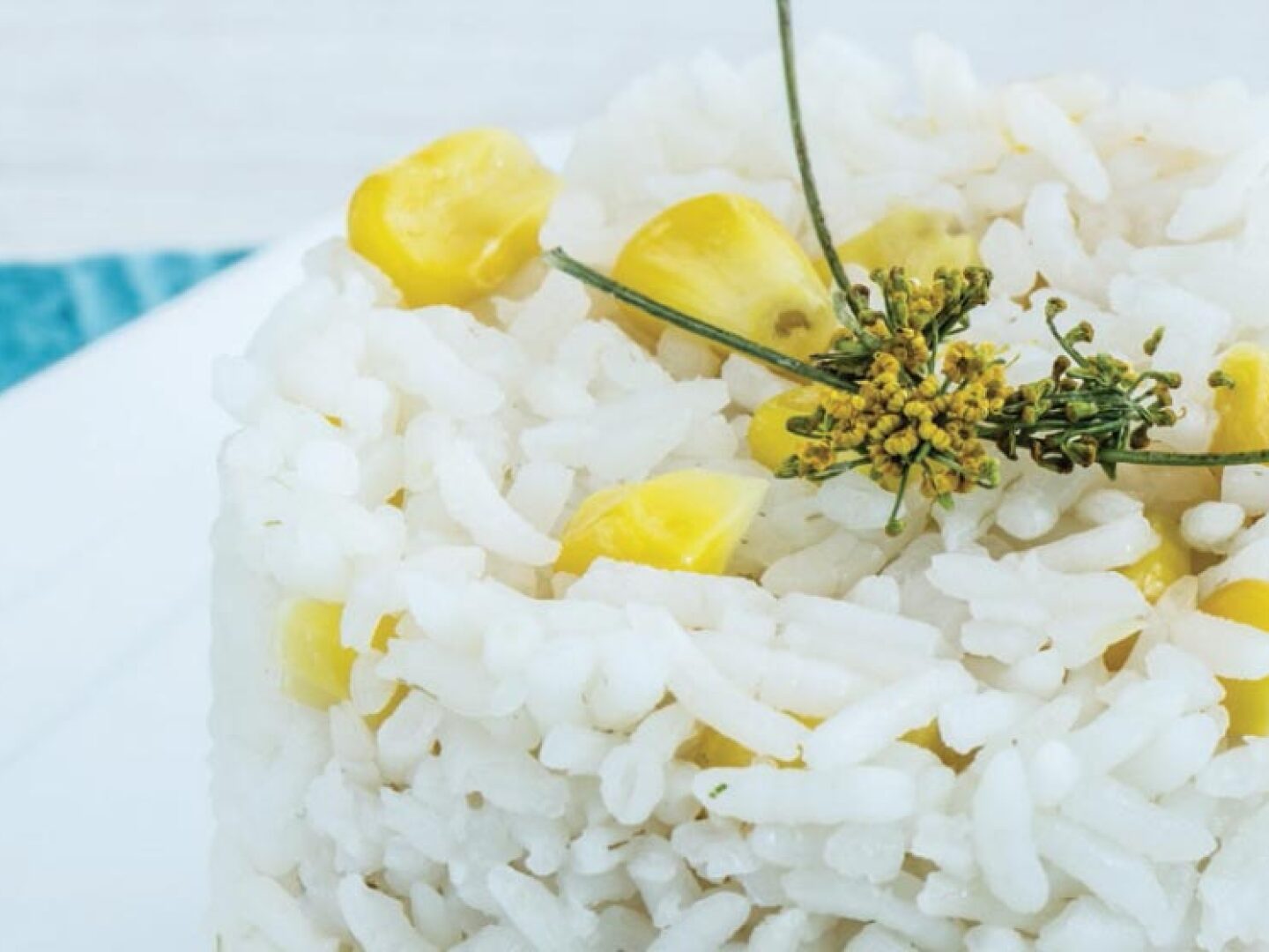 arroz blanco con elote