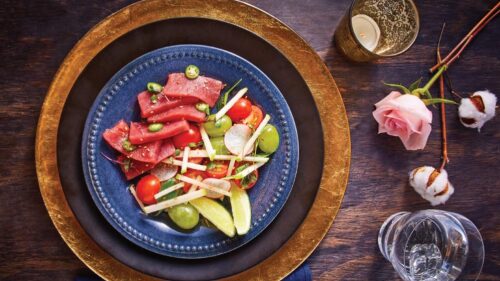 ensalada de sashimi de atun