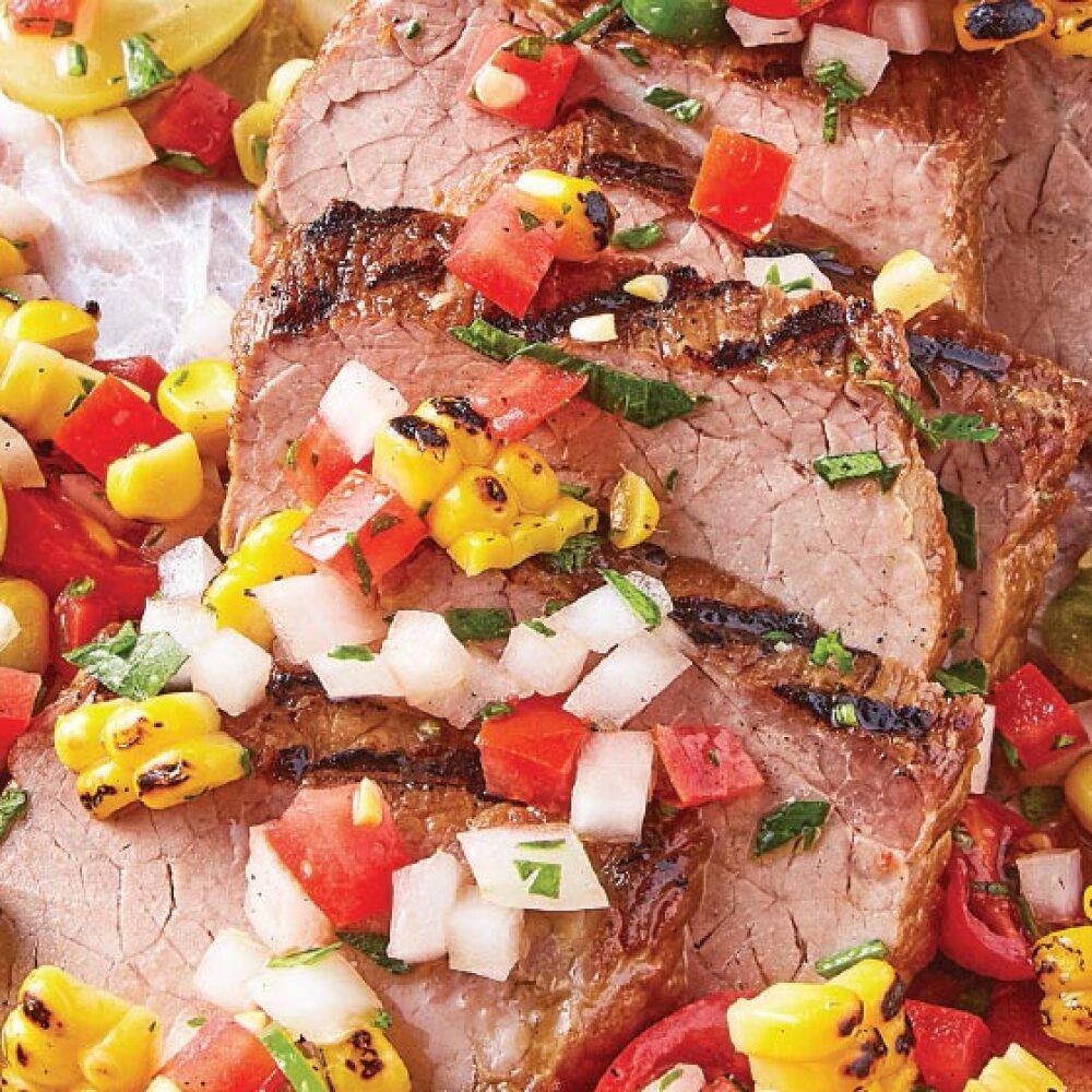 receta con arrachera y pico de gallo con elote