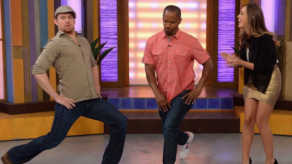 Channing Tatum y Jamie Foxx en el programa de TV Despierta América
