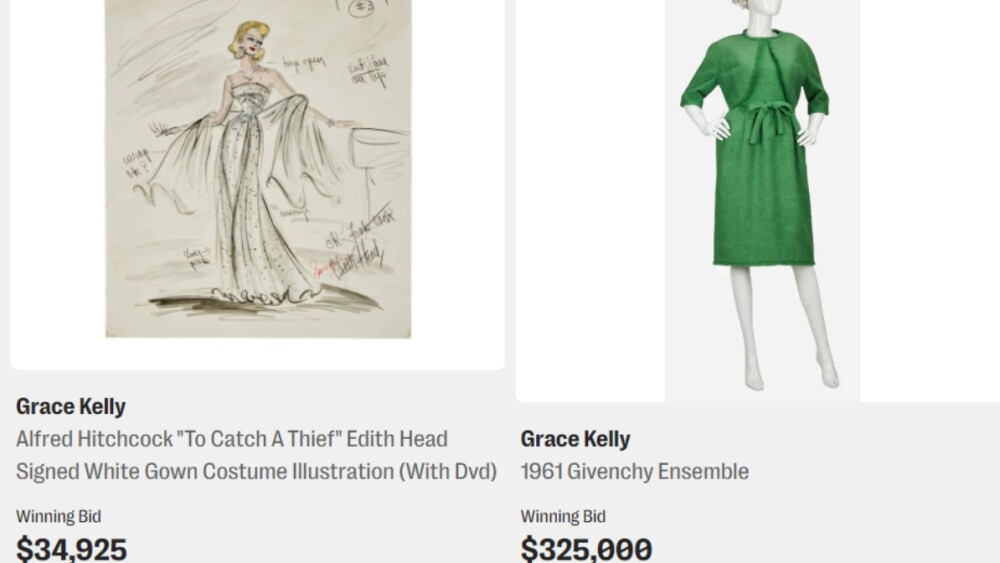 Grace Kelly vestido en subasta y boceto