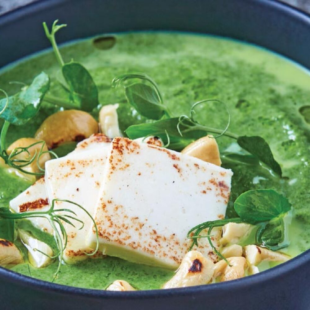 crema verde con tofu