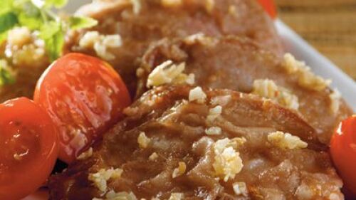 Bisteces con salsa de ajo