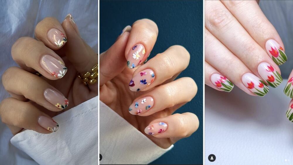 25 diseños de uñas aesthetic con flores para llevar en primavera 2025