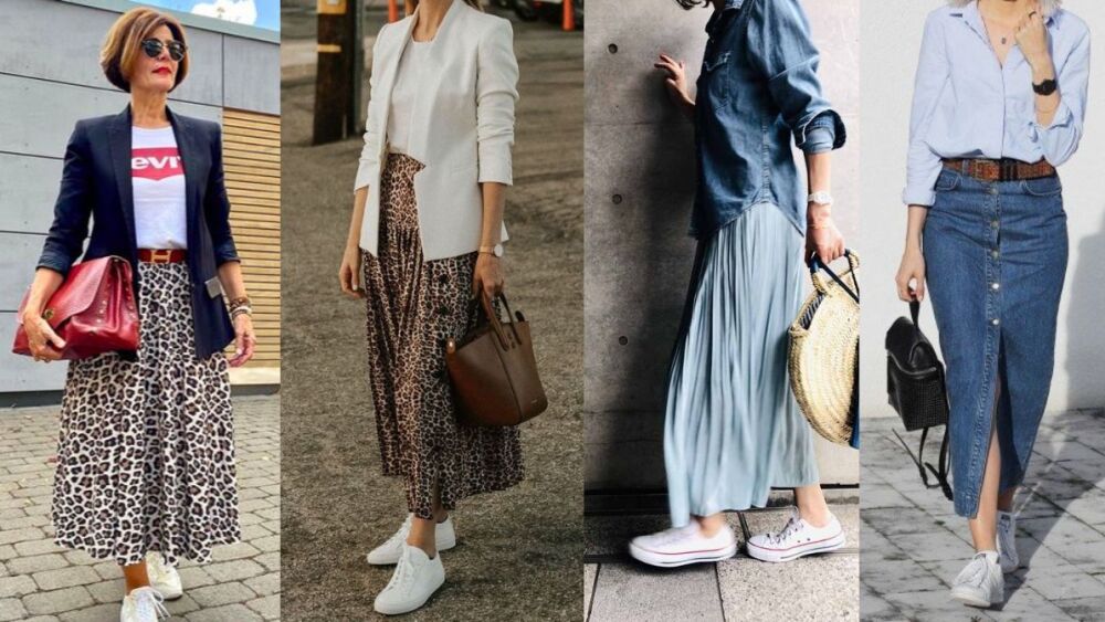 Tenis a los 40: así es como los puedes combinar con faldas, vestidos y trajes falda larga con tenis