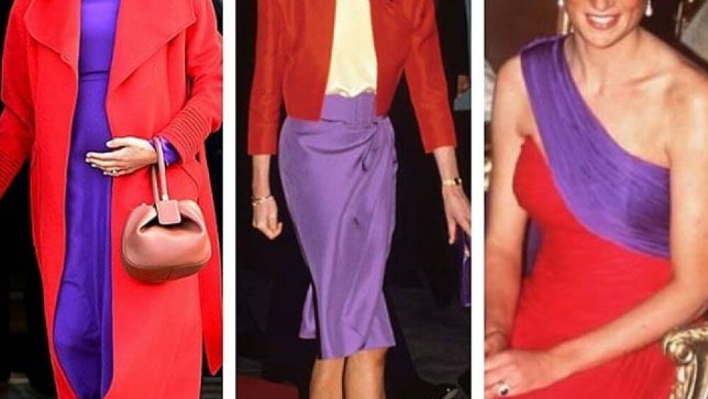 Meghan en color block como la princesa Diana