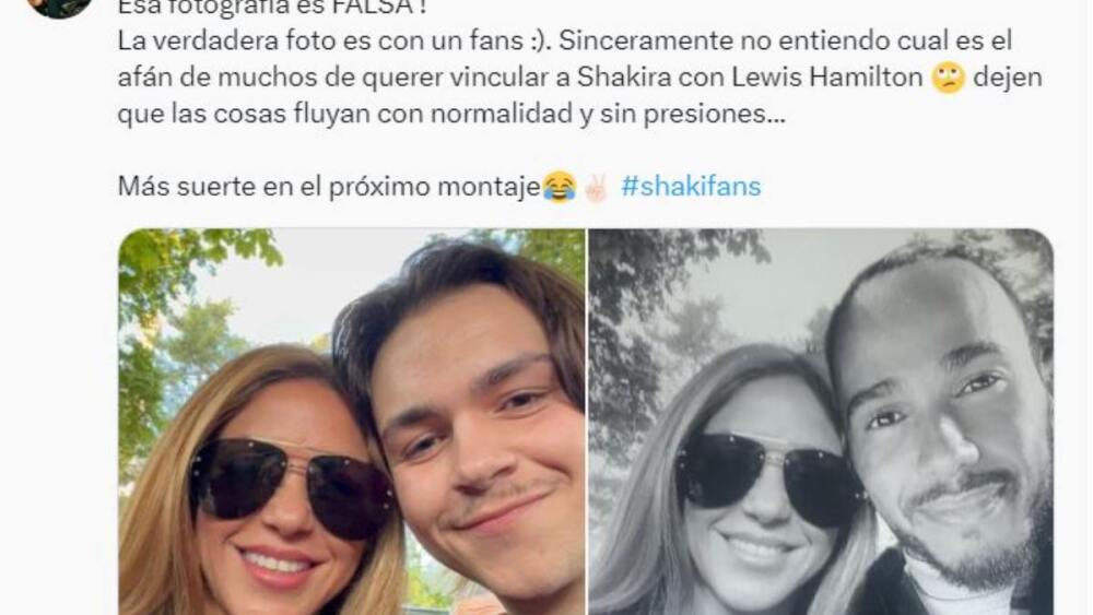 La supuesta foto entre Shakira y Hamilton. TWITTER