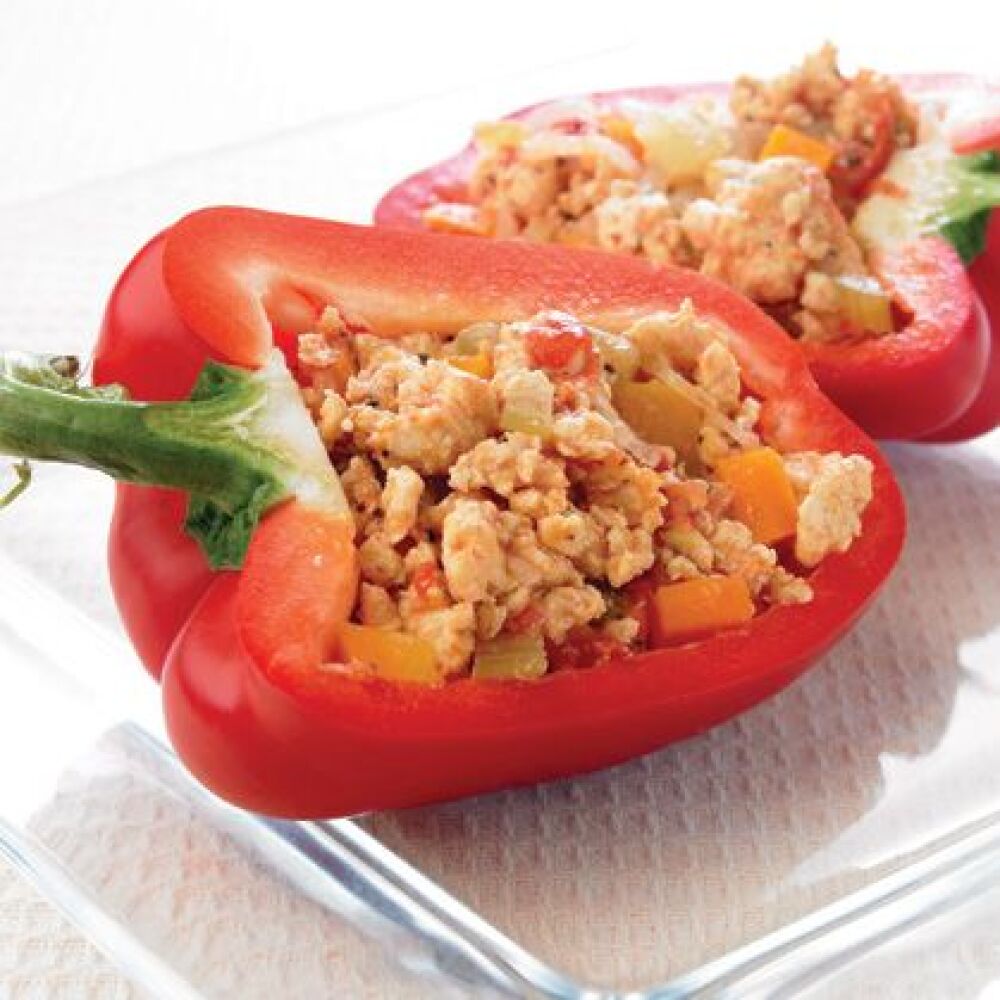 Pimientos con picadillo de pollo