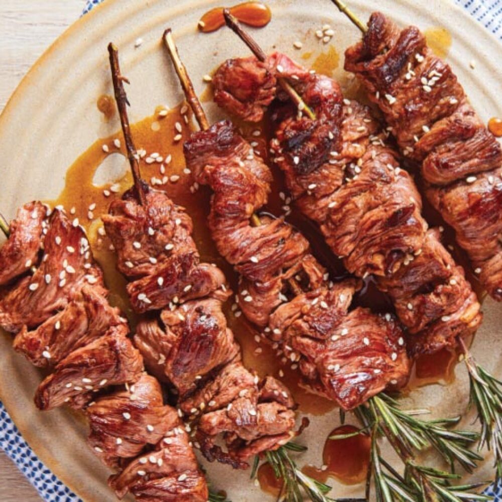 brochetas de carne arrachera con romero