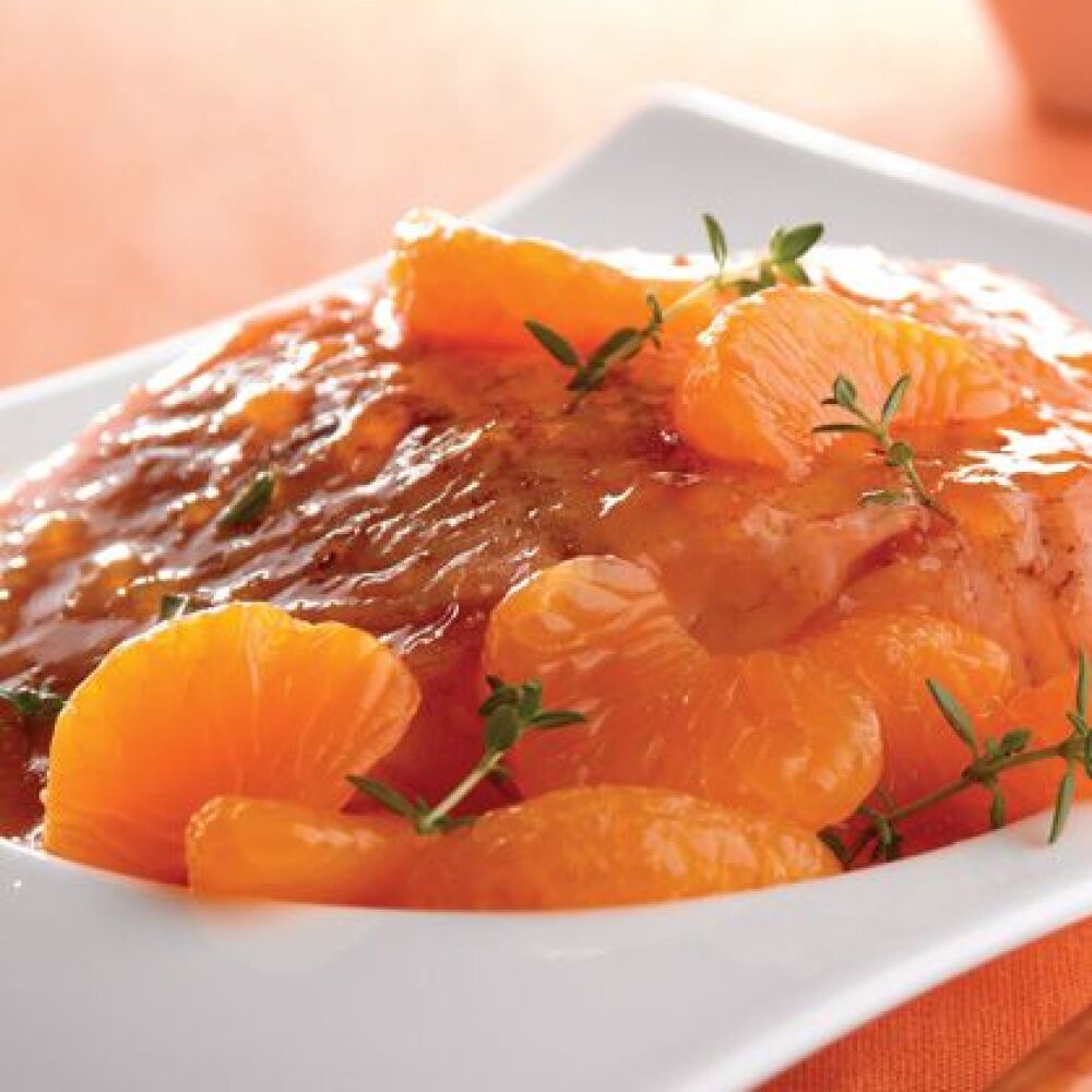 Pechuga de pavo en salsa de arándanos con mandarina