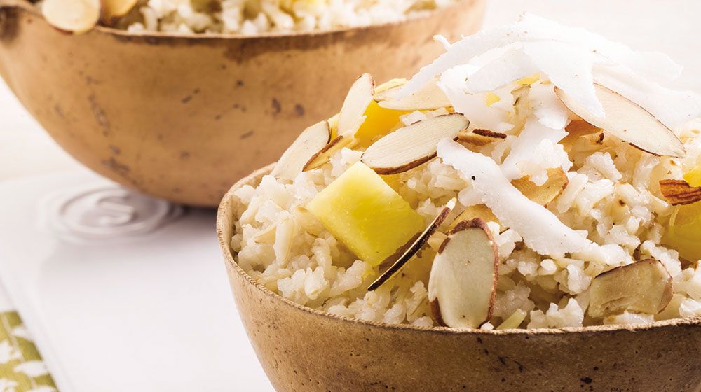 Arroz integral con piña y coco