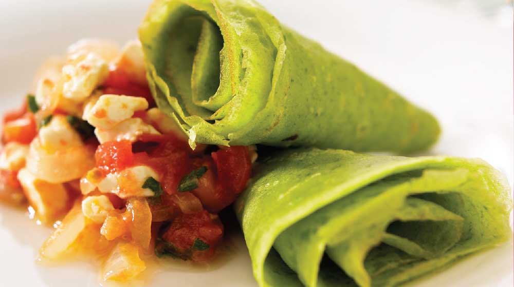 Crepas verdes con queso muy nutritivas