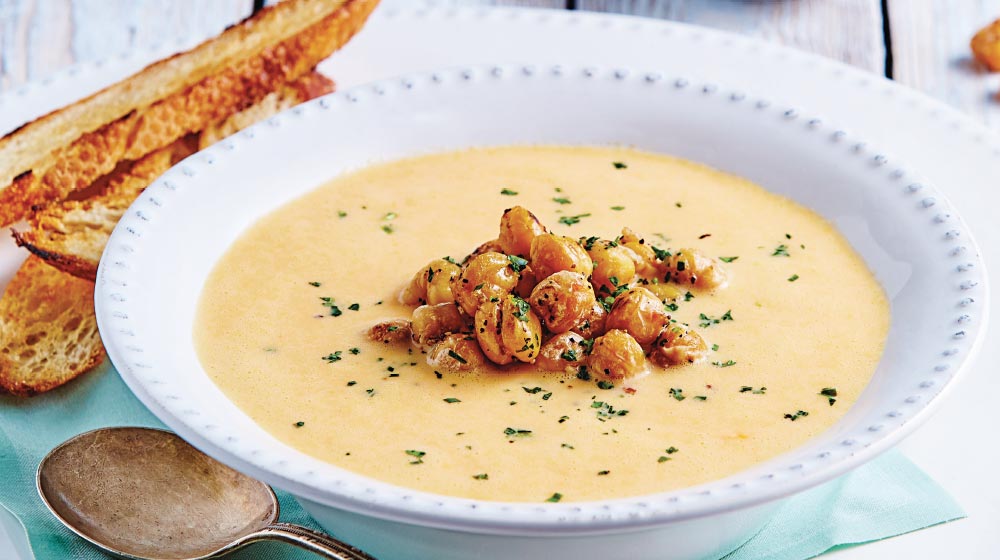 Crema de calabaza de Castilla con garbanzo