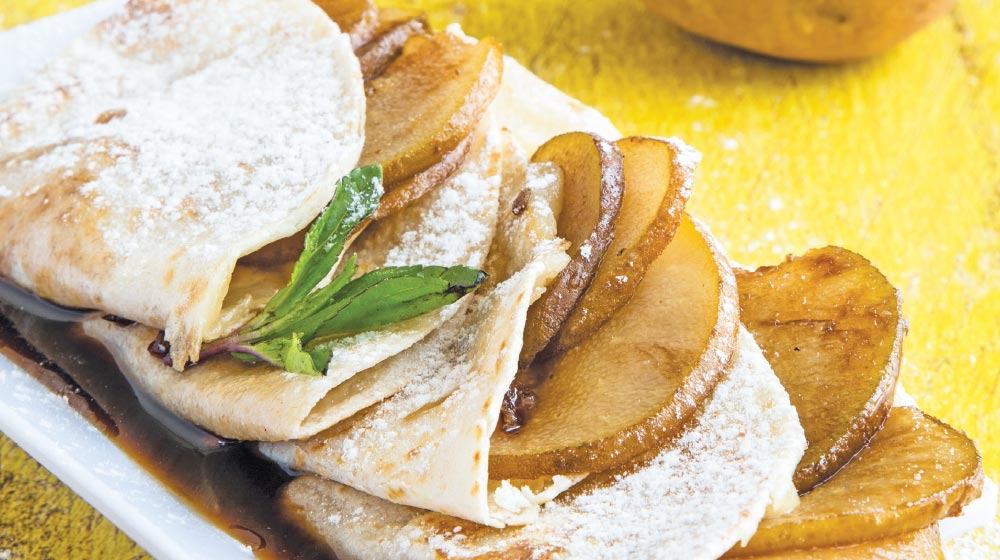 Quesadillas de pera para un desayuno vegano