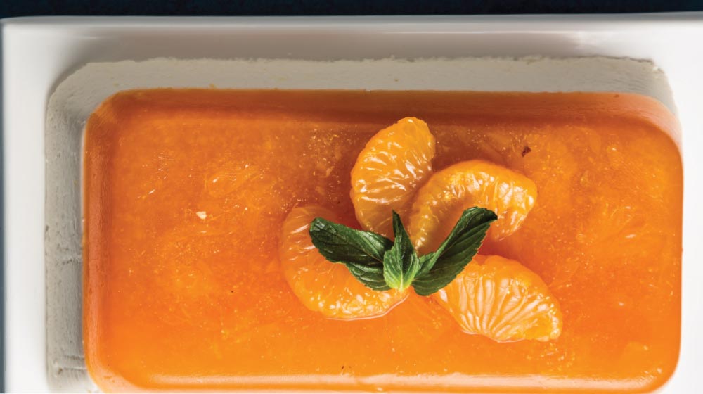 Gelatina de mandarina y queso filadelfia