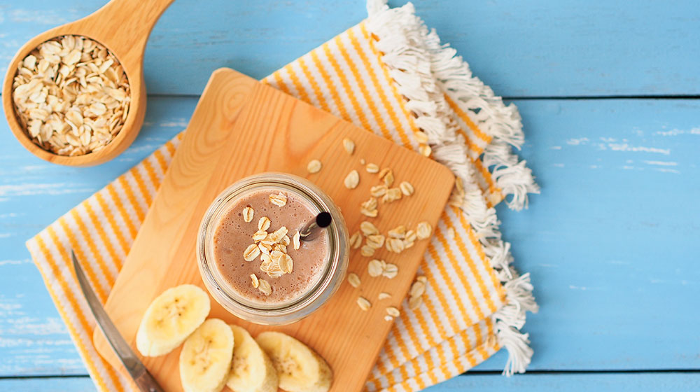 Licuado de avena con cocoa y avellana